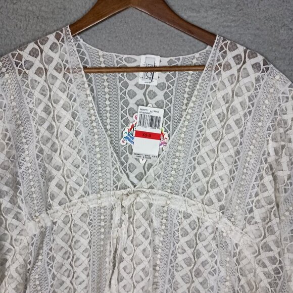 Becca Rebecca Virtue Swim Cover-Up Women XS-S Ivory Gold Tunic Top Lace Boho NWT - Picture 4 of 13